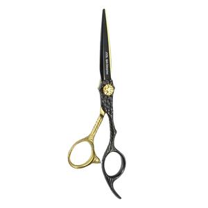Ciseaux de coiffeur dorés et noirs à lame tranchante en acier inoxydable allemand de qualité supérieure pour salon de coiffure - Product Image 1