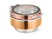 Luxuriöser 5L Edelstahl Silber Chafing Dish mit Hydraulikdruckdeckel und Sichtglas für Restaurant-Buffets