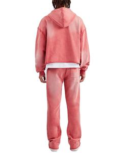 High Street Heavyweight French Terry Distressed Hoodie <b>Set</b> Acid Wash Hoodie And Flared <b>Sweatpants</b> Jogger Tracksuits For Men - Product Image 4