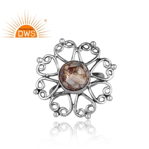 Best selling <b>oxidized</b> sterling silver natural Mojave Copper Ethiopian opal gemstone stackable ring jewelry manufacturer - Product Image 2