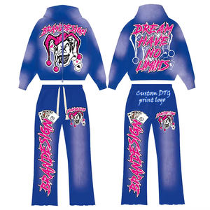 Glory ชุดวอร์มผ้าฝ้ายหนามีฮู้ดและกางเกงขายาวพิมพ์ลาย DTG สำหรับสตรีทแวร์ผ้าคอตตอนฟอกสีฝด - Product Image 1