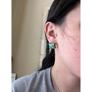 Judith Dixon Cyclops Variscite Sterling <b>Silver</b> Geometric <b>Stud</b> <b>Earrings</b> Bezel <b>Set</b> - Product Image 2