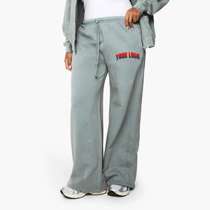 Pantalones Deportivos de Mujer al por Mayor, los Más Vendidos, 100% Algodón, 300 GSM, Gruesos, con Encaje, Frente Plano, Casuales de Invierno, Cómodos - Product Image 1