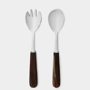 Ensemble de couverts en acier inoxydable, fourchette et cuillère à salade, poli miroir, pour la cuisine - Product Image 5