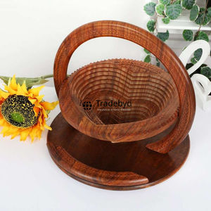 Panier à fruits secs en bois moderne, écologique, fait à la main, avec un design multifonctionnel pour les collations et les cadeaux de fête, Tradebyd - Product Image 2