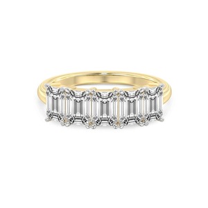 Ethereal Emerald Five Stone Band Lab Grown Diamond 0.50 Ct Tw 14K Solid Gold FG Color VS Clarity 5 Diamond Airy Step Cut Glow - Product Image 2
