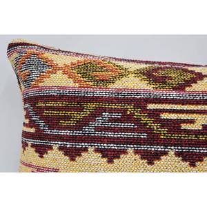 Almohada de lana bordada geométrica 12x24 pulgadas Diseño de lujo beige con patrones de hojas de plantas florales Vintage para coche o hogar - Product Image 2