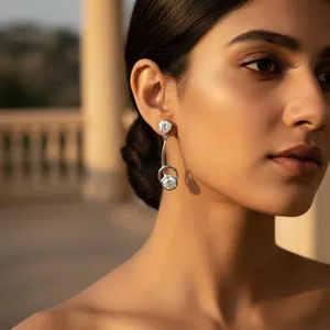 Women's Gold Plated <b>Silver</b> Drop <b>Earrings</b> with Cubic Zirconia Diamond Pearl Elegant <b>Dangle</b> Jewelry for Weddings Parties Gifts - Product Image 3