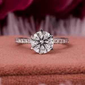 Round Lab Grown Diamond , Round Lab Grown Diamond Engagement <b>Ring</b> <b>For</b> Her, Diamond <b>Ring</b>, Lab Grown Diamond <b>Ring</b>. - Product Image 1