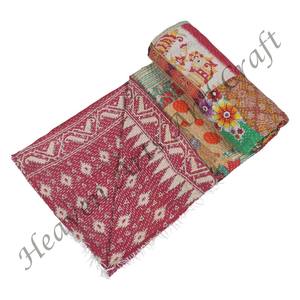 Handmade Kantha Work Quilts/ <b>Bedcovers</b> / Rallis Indian Reversible Hand Stitched Heavy Throw Old Sari Blanket Patch Work Heavy - Product Image 2