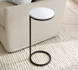 Table basse ronde de qualité supérieure avec dessus en marbre et support en métal au design moderne pour meubles de salon - Product Image 1