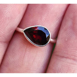 Handmade Women's Cute <b>Ring</b> with Natural Red <b>Garnet</b> 925 Sterling <b>Silver</b> January Birthstone <b>Ring</b> Gift Pear Shape Topaz Stone - Product Image 4