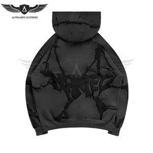 ชุดวอร์มสองชิ้นสำหรับผู้ชายกางเกงมีฮู้ดตัดขอบแบบนุ่มสบายบริการ OEM แบบ3D พิมพ์ลายพัฟ - Product Image 4