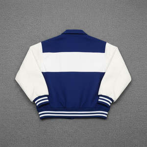 ราคาขายส่ง เสื้อแจ็คเก็ตวาร์ซิตี้ผู้ชายแบบเรียบ แฟชั่นใหม่ ผ้าฝ้าย 100% ปกคอพับ ติดกระดุม เสื้อแจ็คเก็ตเลตเตอร์แมนสำหรับฤดูหนาว - Product Image 2