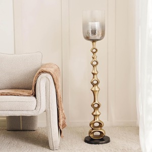 Porte-bougie unique en métal et en verre, accent décoratif moderne pour centre de table et intérieurs élégants - Product Image 5