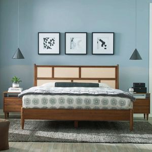 Marco de cama de madera maciza minimalista-Artesanía Indonesia - Product Image 1