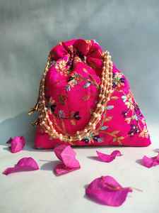 Bolsa de potli bordada rajasthani con cordón y Asa de cuentas bolsa hecha a mano favor de la boda regalo de devolución shagun baby shower Diwali - Product Image 5