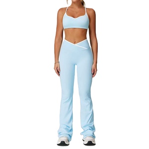 New Yoga Set For Women Shockproof Fitness <b>Sports</b> <b>Bra</b> And Tight Sculpting Flared Leggings Workout Sportswear Suit Yoga Set - Product Image 4