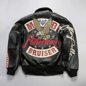 Chaqueta de moto antigua Retro para hombre, cuero genuino, capa de cabeza pura, piel de vaca, abrigo de solapa ajustado, tendencia informal para carreras - Product Image 2