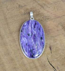 Colgante Ovalado de Charoita Hecho a Mano, Plata de Ley 925, Joyería con Piedras Preciosas, Elegante Collar para Mujer, Regalo - Product Image 5