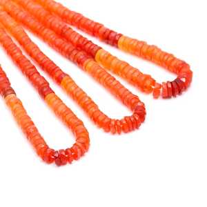 Natural Shaded Carnelian Faceted Tire Shape <b>Heishi</b> <b>Beads</b> for Jewelry Making with Stone <b>Beads</b> - Product Image 4