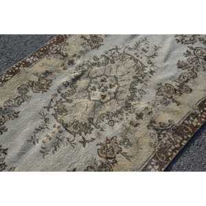 พรมขนาด 3.8x6.6 ฟุต, พรมวินเทจสไตล์ตุรกี, พรมขนสัตว์สีเบจ - Product Image 4