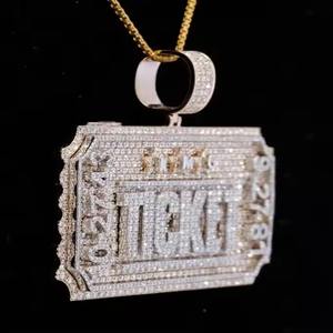 Joyas SM lujoso Iced Out Moissanite Diamond Ticket colgante elegante joyería de Hip Hop personalizada para regalo y fiestas desgaste - Product Image 2