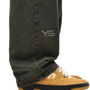 Pantalones vaqueros de mezclilla rectos informales de cintura media, pantalones vaqueros transpirables de Color sólido, suministro ODM para todas las estaciones, invierno, primavera, verano, oscuro - Product Image 6