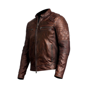 Veste en cuir de style européen de haute qualité pour hommes vestes grande taille personnalisables en cuir véritable - Product Image 6