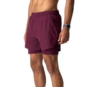 2026 Custom Designer Logo High-Stretch Woven Pocket Double <b>Layer</b> Quick Dry Sports Workout Athletic Gym Shorts for Men Wear - Product Image 1