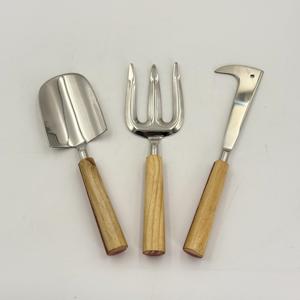 Professional <b>Garden</b> <b>Tool</b> Three Piece <b>Garden</b> <b>Set</b> Rake Fork Knife and Shovel Smooth Beech Grip Industrial Compost Accessories - Product Image 2