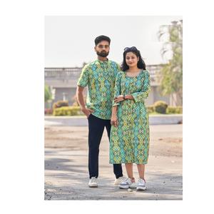 Camisa Kurti de pareja de diseñador estampado exclusivo a juego de excelente calidad para uso regular de proveedor indio - Product Image 1