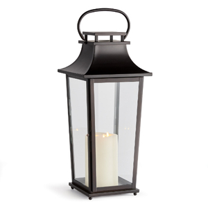 <b>Set</b> Of Two Iron Candle <b>Lantern</b> <b>Set</b> With Glass Shade Black Metal Base For Home Decoration Heat Resistant Design - Product Image 3