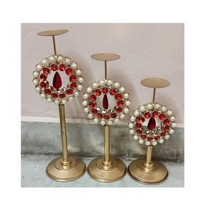 Bougeoir de forme ronde en fil de métal au design moderne Bougeoir à prix personnalisé de haute qualité fini or - Product Image 6