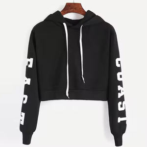 Haute qualité plaine femmes mode haut court sweats à capuche pull avec capuche grande taille imperméable et respirant pour femme sweat à capuche court - Product Image 1