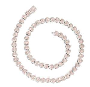 Heart Choker With Moissanite Cuban <b>Bracelet</b> Rose Gold 14K Rose Gold Tennis Chain <b>Fine</b> Pendants & <b>Charms</b> - Product Image 1