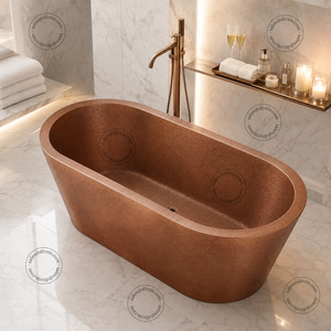 Vente en gros Divris DRC-7301 Baignoire autoportante en cuivre, ovale, faite à la main, de luxe, pour immersion profonde, finition personnalisée, moderne, antimicrobienne - Product Image 6