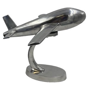 Sculpture d'avion en aluminium argenté faite à la main ornement d'avion de table décoratif figurine d'objets décoratifs de bureau - Product Image 1