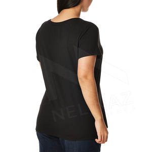 OEM Fashion Women Breathable T Shirts Short Sleeve Summer <b>Tops</b> Color Block Side Slits Crew Neck T Shirts - Product Image 3