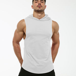 2025 OEM venta al por mayor personalizado liso hombres deportes Sudadera con capucha corte suelto camiseta entrenamiento músculo sin mangas gimnasio chaleco camisetas sin mangas - Product Image 3