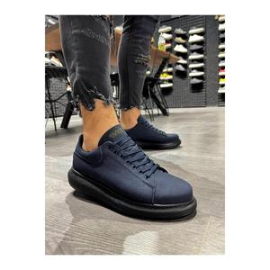 รองเท้าลําลองส้นสูง 045 สีน้ําเงินกรมท่า (ส้นดํา) - Product Image 1