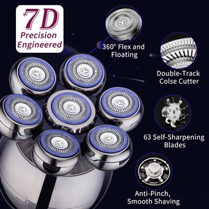Rasoir électrique pour hommes et femmes, 2 têtes de rasage rotatives, rasoir pour crâne chauve, étanche IPX7, utilisation humide/sèche avec base de charge sans fil - Product Image 5