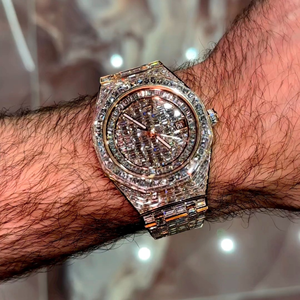 High Quality Customizable Iced Diamond Lab Grown <b>Men's</b> Watch Water Resistant Hip Hop Stainless Steel <b>White</b> <b>Gold</b> Glass Business - Product Image 2
