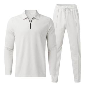 Ensemble de jogging à chemise de couleur unie à fermeture éclair, nouveaux sports pour hommes, survêtement confortable et pantalon à manches longues décontracté élégant deux pièces - Product Image 3