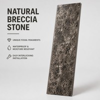 Panneau mural en PVC en marbre brun breccia, imperméable, revêtement décoratif intérieur