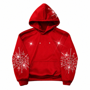 เสื้อฮู้ดดี้ปักเพชรขายดี สตรีทแวร์ผู้ชาย ผ้าฝ้าย 100% ระบายอากาศได้ดี สำหรับฤดูหนาว ดีไซน์ปรับแต่งได้ - Product Image 1