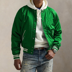 Veste universitaire en satin pour homme, haute qualité, légère, décontractée, confortable, douce, en soie pour l'hiver, avec boutons décoratifs, veste universitaire pour homme - Product Image 3