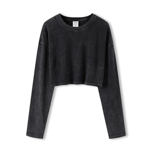 Crop Tops Logo tricoté respirant 100% coton pour femmes pour l'été Manches raglan décontractées écologiques - Product Image 6