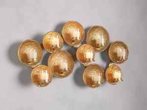 Aplique de Pared de Metal con Acabado Dorado, Portavelas, para Decoración de Pared Completa - Product Image 2