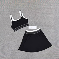 Ensemble jupe et débardeur de yoga 2 pièces |   Motif géométrique, coussinet de poitrine gaufré pour la course à pied et le fitness